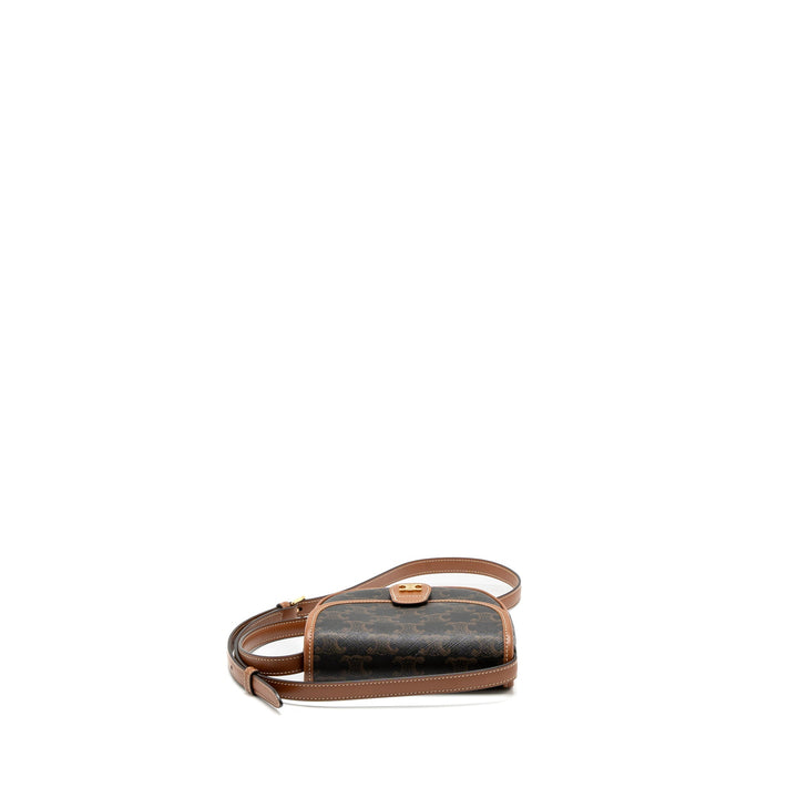 Celine Mini Besace in Triomphe Canvas/Calfskin Tan