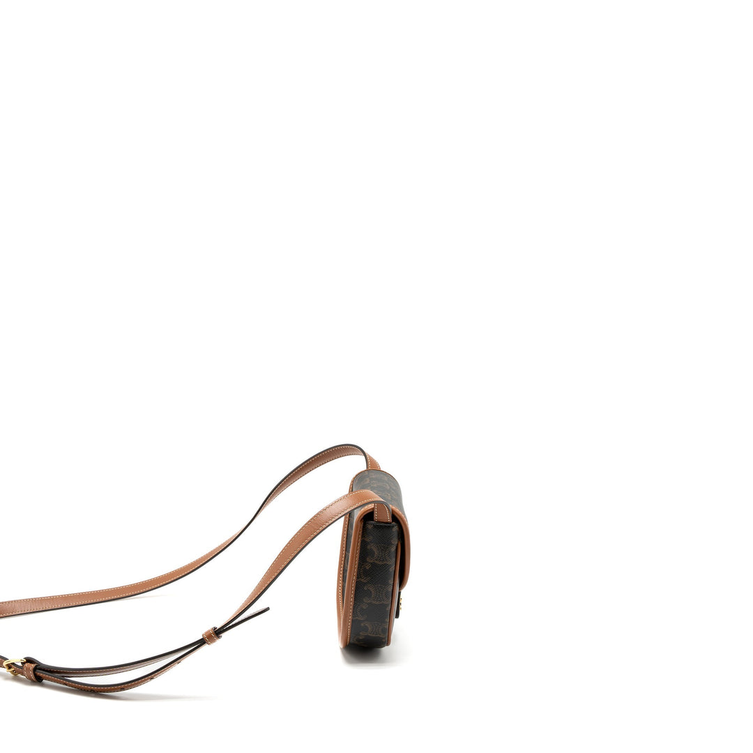 Celine Mini Besace in Triomphe Canvas/Calfskin Tan