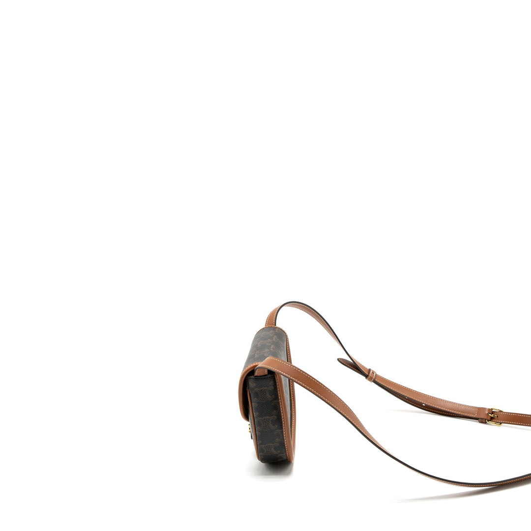Celine Mini Besace in Triomphe Canvas/Calfskin Tan