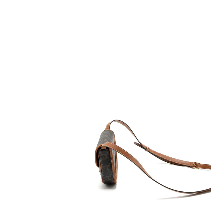 Celine Mini Besace in Triomphe Canvas/Calfskin Tan