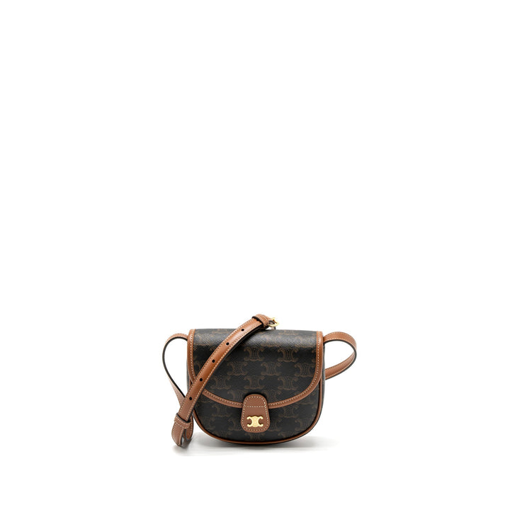 Celine Mini Besace in Triomphe Canvas/Calfskin Tan