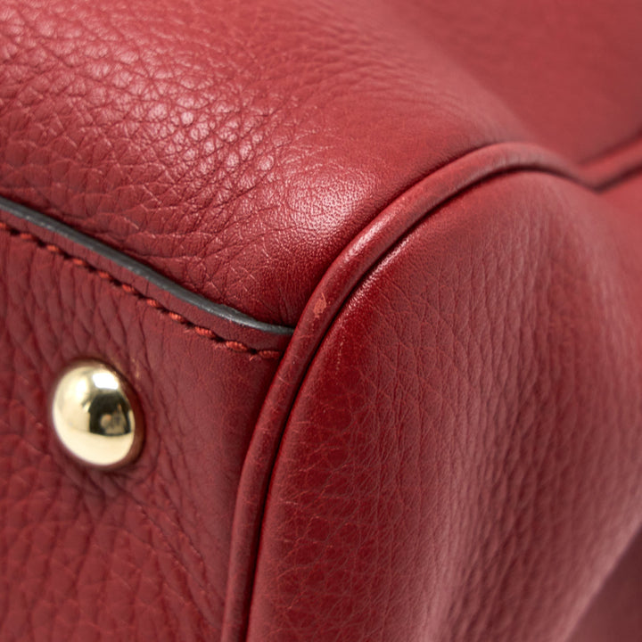 Gucci Crossbody Tote Bag Bamboo Handle Calfskin Red