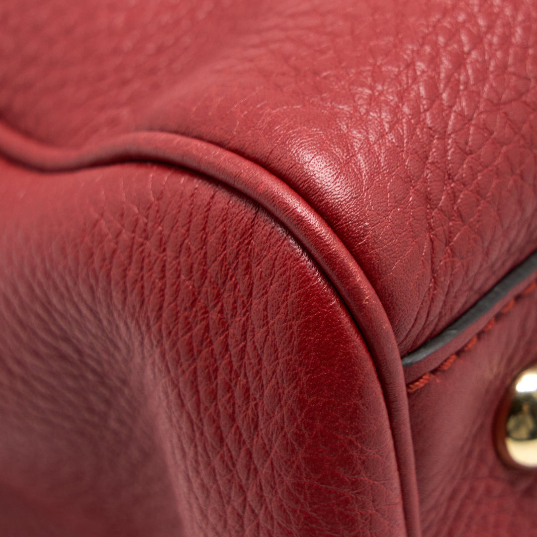 Gucci Crossbody Tote Bag Bamboo Handle Calfskin Red
