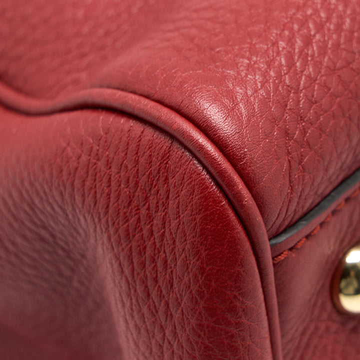 Gucci Crossbody Tote Bag Bamboo Handle Calfskin Red