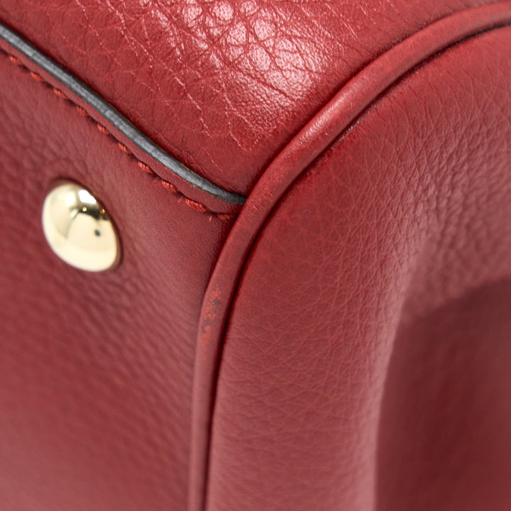 Gucci Crossbody Tote Bag Bamboo Handle Calfskin Red