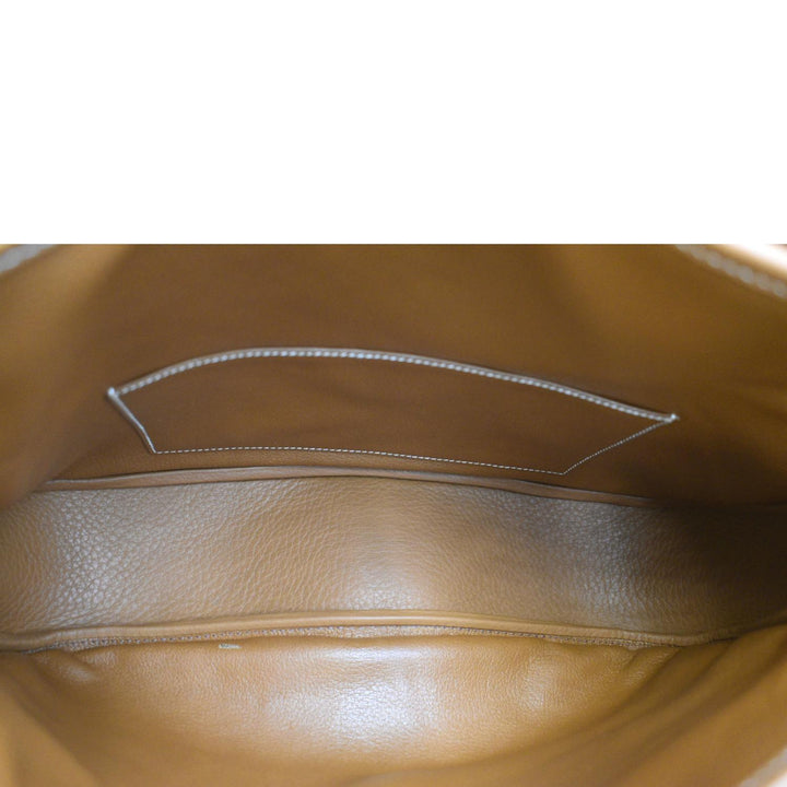 HERMES Christie Rhone Flap Clemence Leather Shoulder Bag Tan