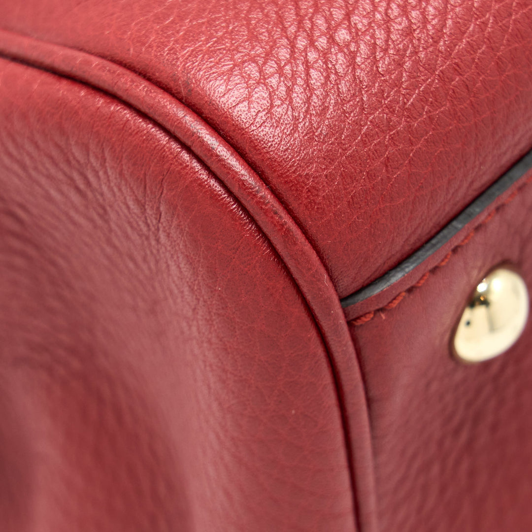 Gucci Crossbody Tote Bag Bamboo Handle Calfskin Red