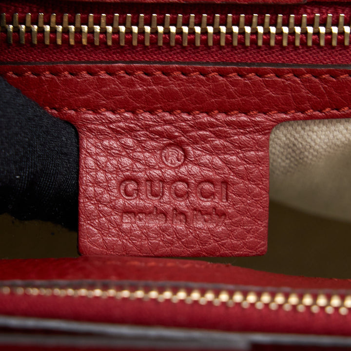 Gucci Crossbody Tote Bag Bamboo Handle Calfskin Red