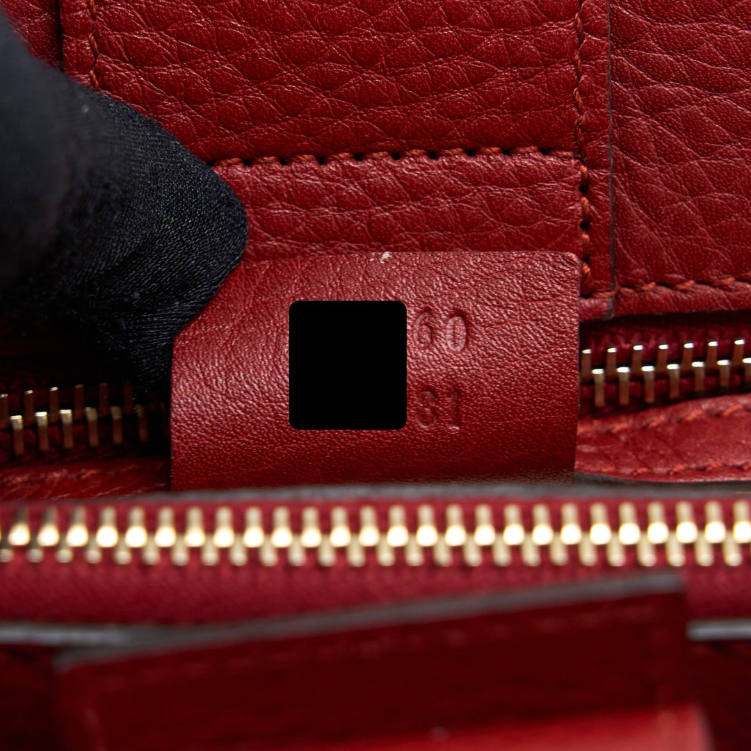 Gucci Crossbody Tote Bag Bamboo Handle Calfskin Red