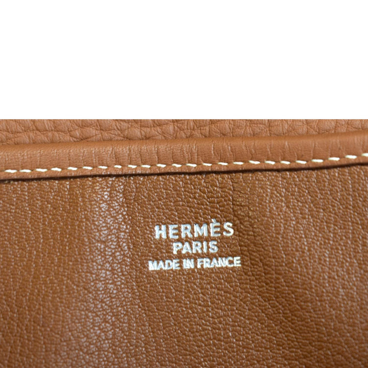 HERMES Christie Rhone Flap Clemence Leather Shoulder Bag Tan