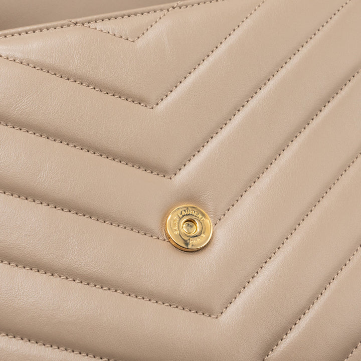 Saint Laurent Medium Loulou Shoulder Bag Beige GHW