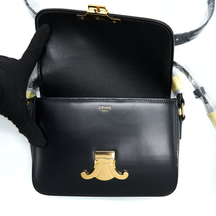 Top Quality Celine Teen Triomphe Shoulder Bag Calfskin Black