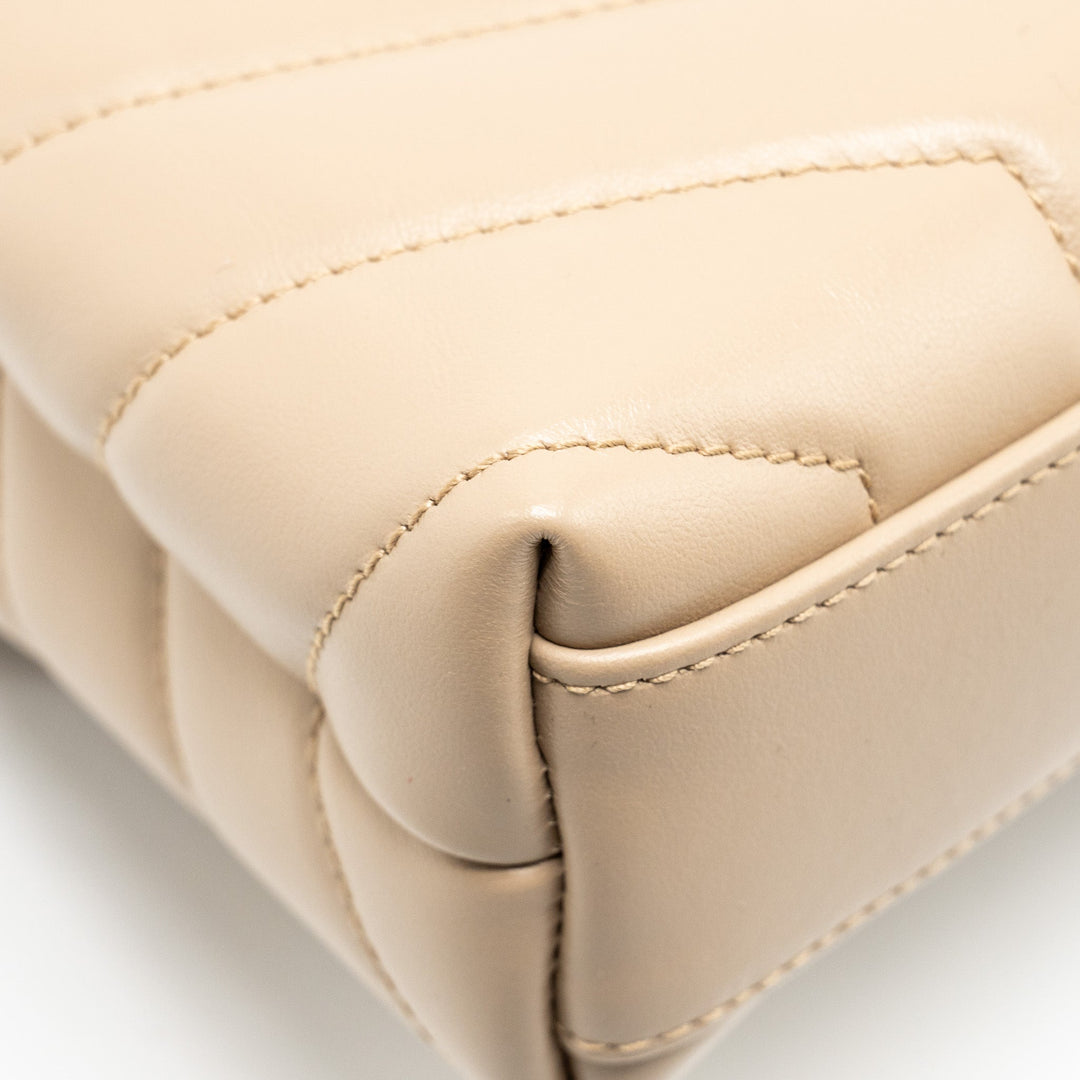 SAINT LAURENT / YSL Toy LouLou Quilted Shoulder Bag Calfskin Beige GHW