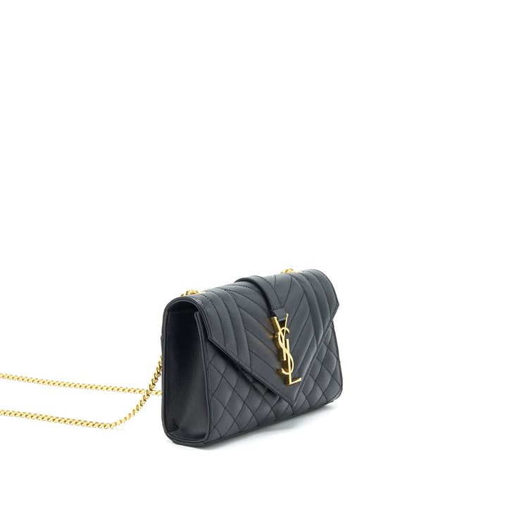 Laurent Small Envelope Crossbody Bag Black With GHW