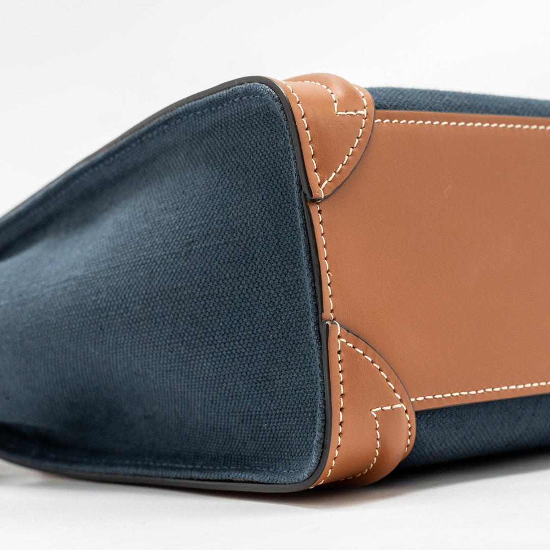 Celine Nano Luggage Bag Calfskin/Denim Tan/Navy