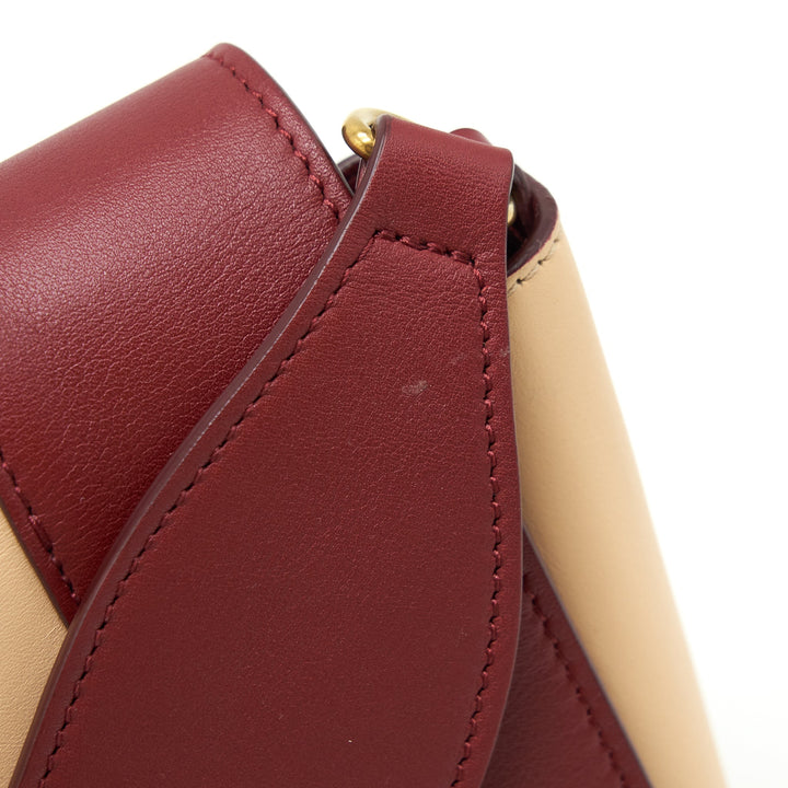 Celine Frame Bag Dark Red/Light Beige