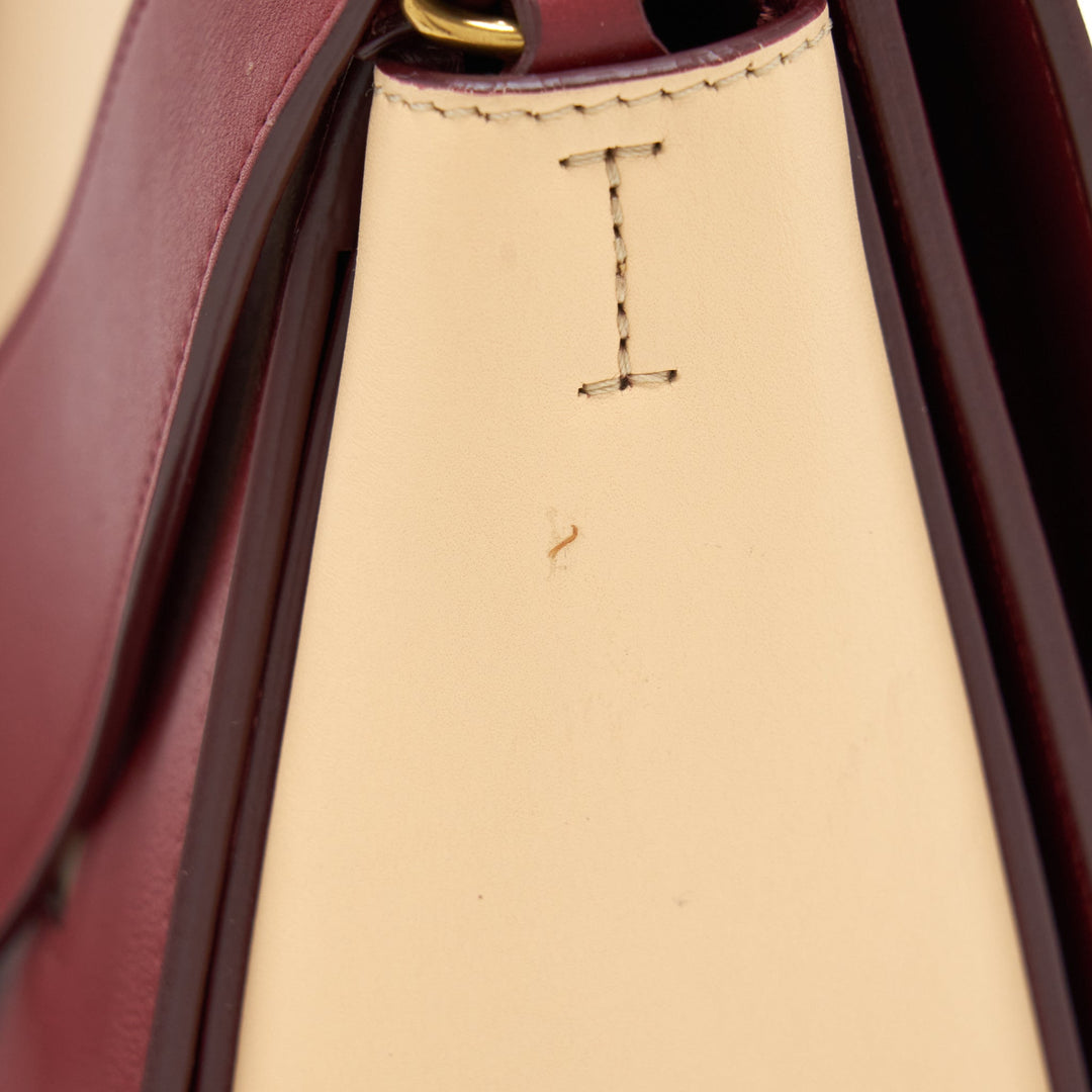 Celine Frame Bag Dark Red/Light Beige