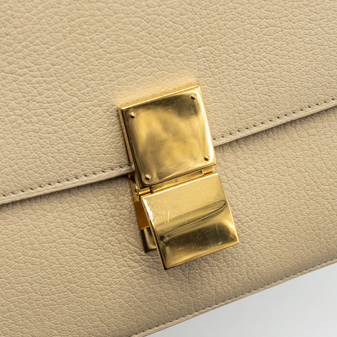 Celine medium classic box bag goatskin beige