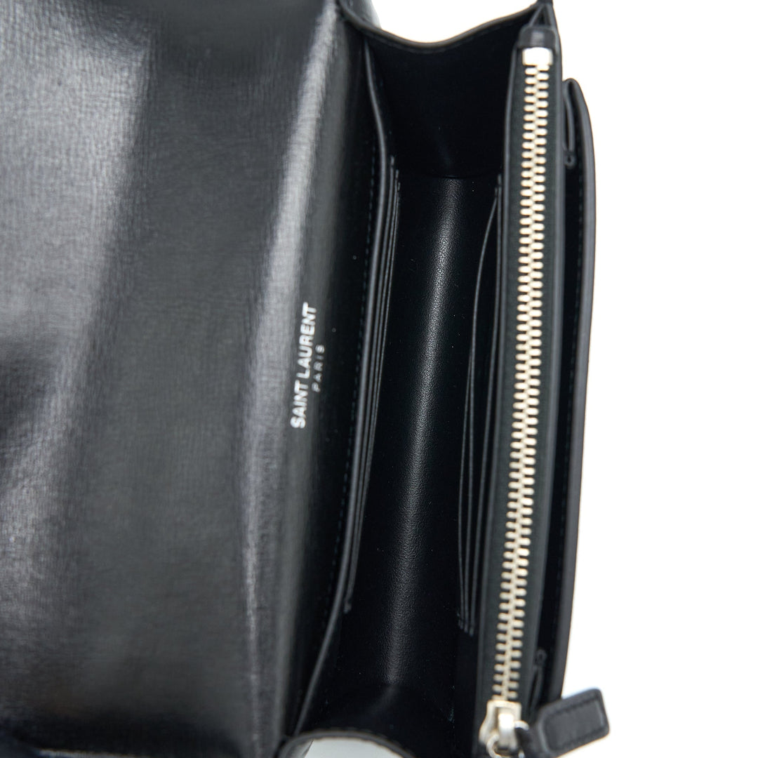 Saint Laurent Sunset Chain Wallet Smooth Calfskin Black SHW