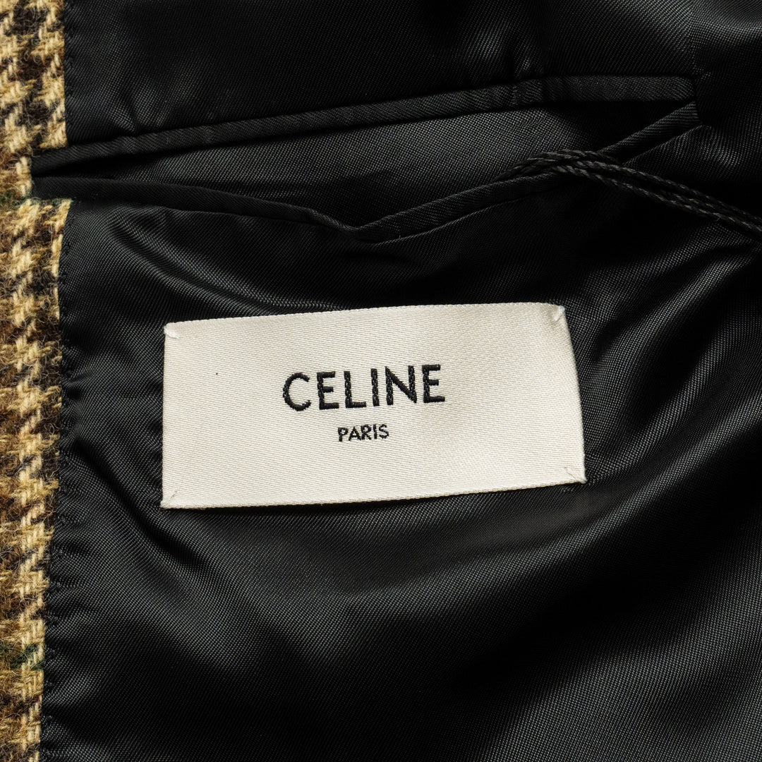 Top Quality Celine Size 34 Classic Jacket In Checked Wool Brown/Green Multicolour