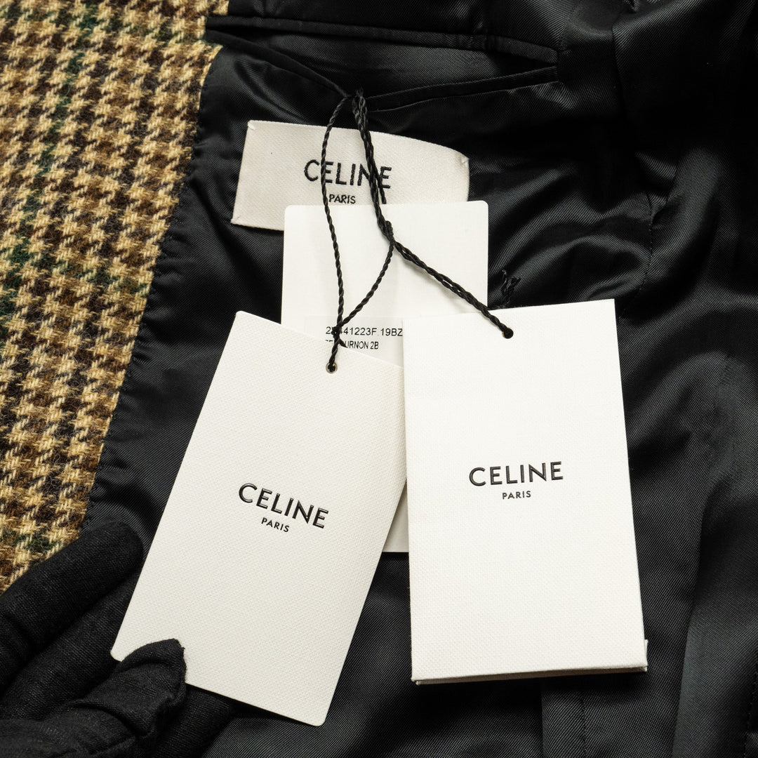 Top Quality Celine Size 34 Classic Jacket In Checked Wool Brown/Green Multicolour