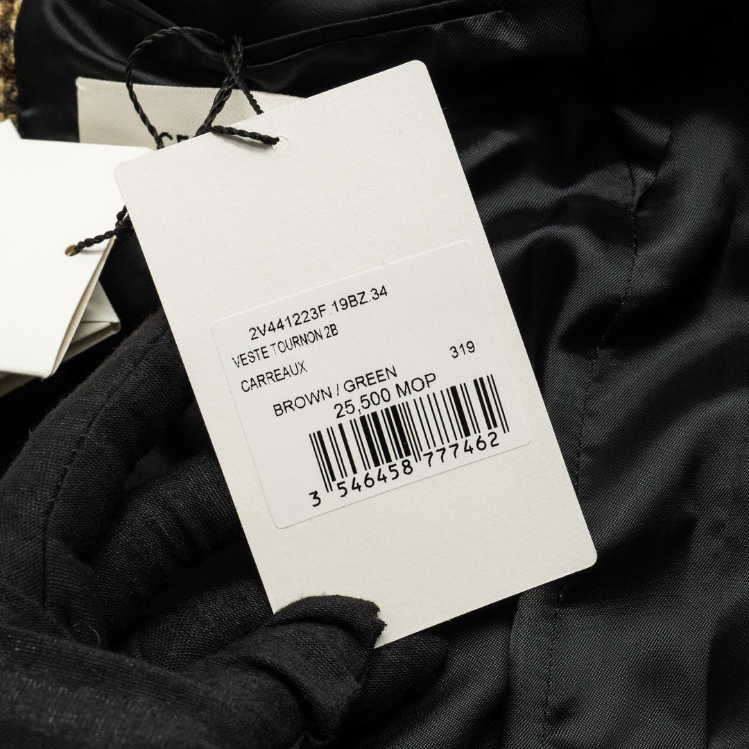 Top Quality Celine Size 34 Classic Jacket In Checked Wool Brown/Green Multicolour