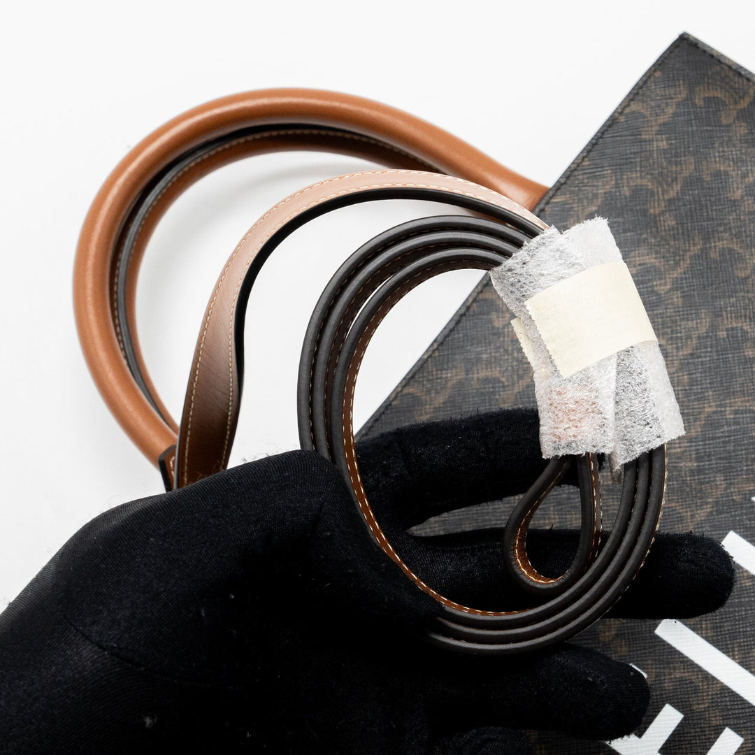 Celine Small Cabas Vertical In Triomphe Canvas/Calfskin Tan