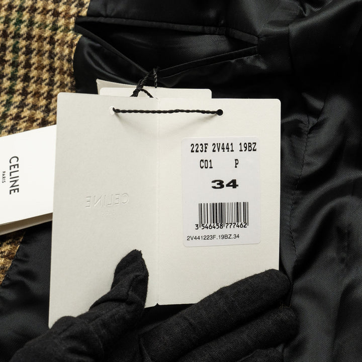 Top Quality Celine Size 34 Classic Jacket In Checked Wool Brown/Green Multicolour