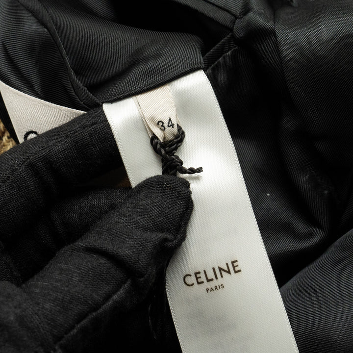Celine Size 34 Classic Jacket In Checked Wool Brown/Green Multicolour