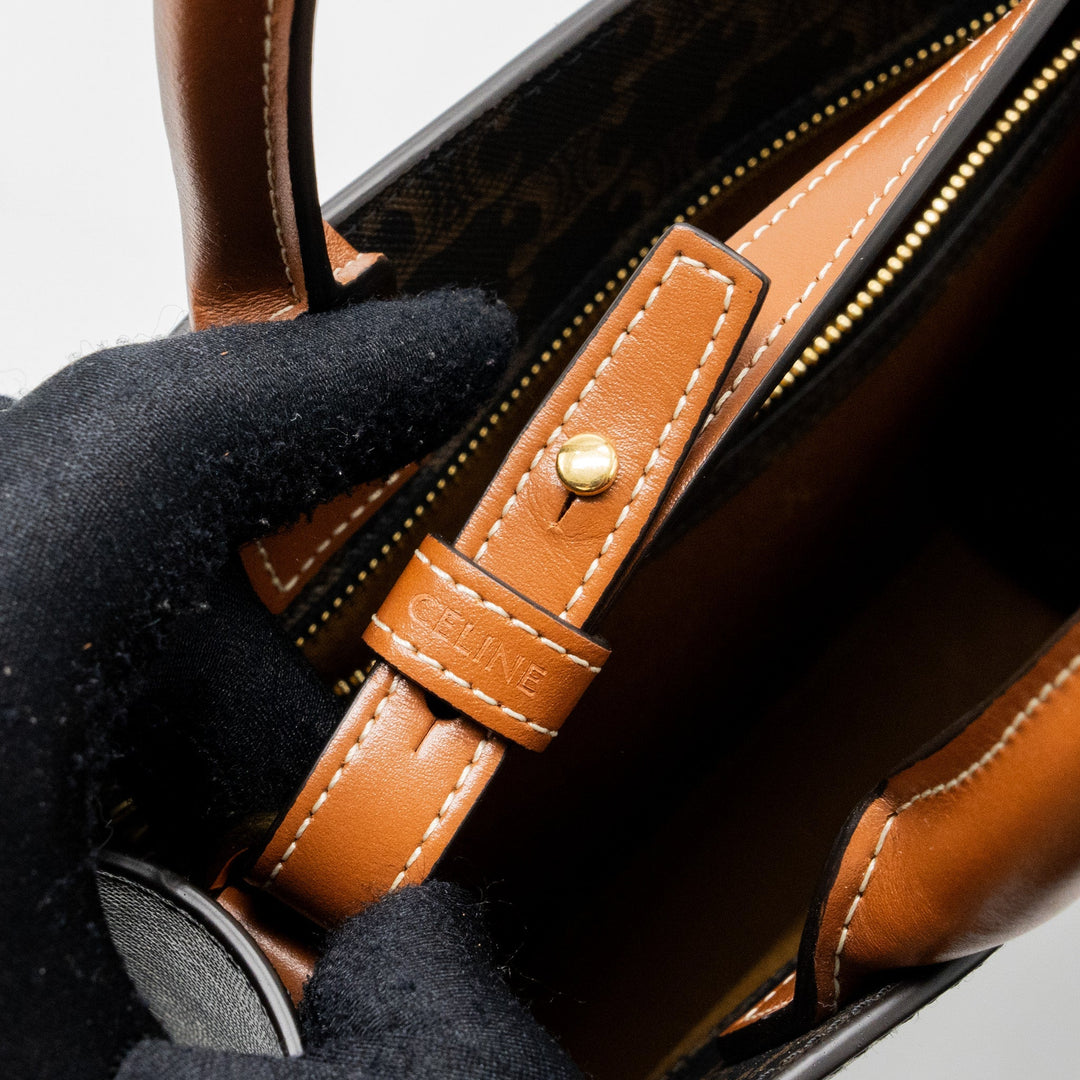 Top Quality Celine Small Cabas Vertical In Triomphe Canvas/Calfskin Tan