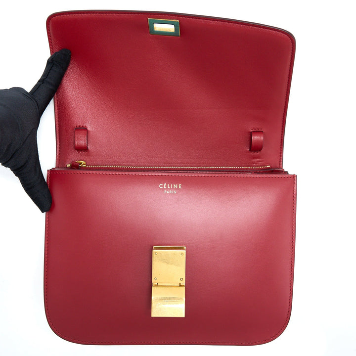 Celine Medium Classic Box Bag Calfskin Red