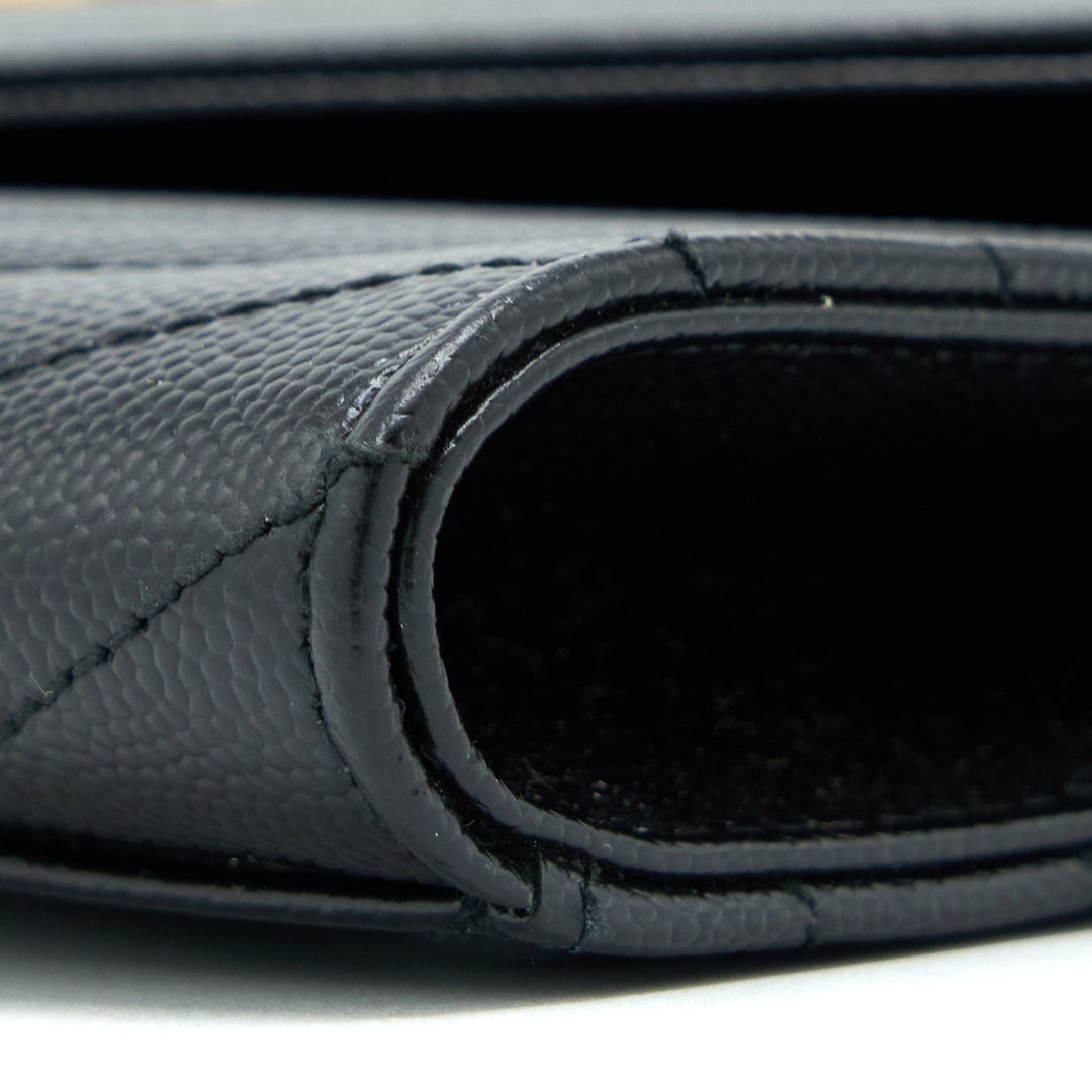 Saint Laurent/YSL Envelop Clutch Grained Calfskin Black GHW