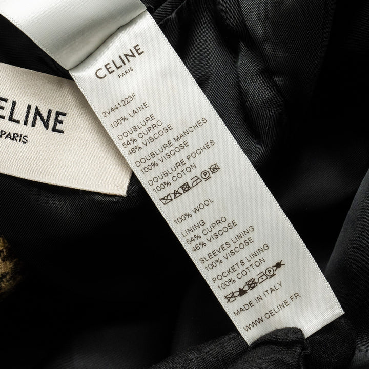 Celine Size 34 Classic Jacket In Checked Wool Brown/Green Multicolour