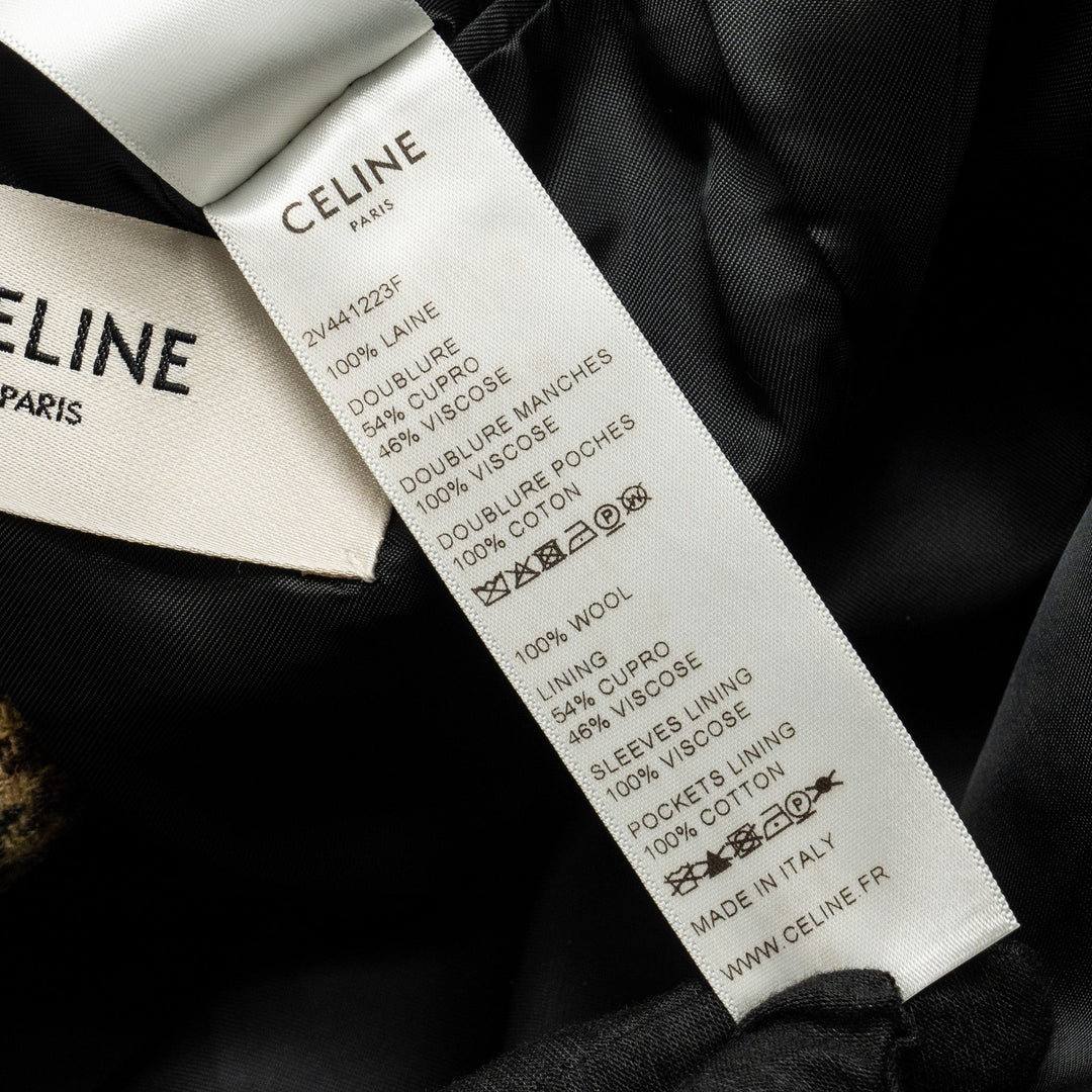 Top Quality Celine Size 34 Classic Jacket In Checked Wool Brown/Green Multicolour