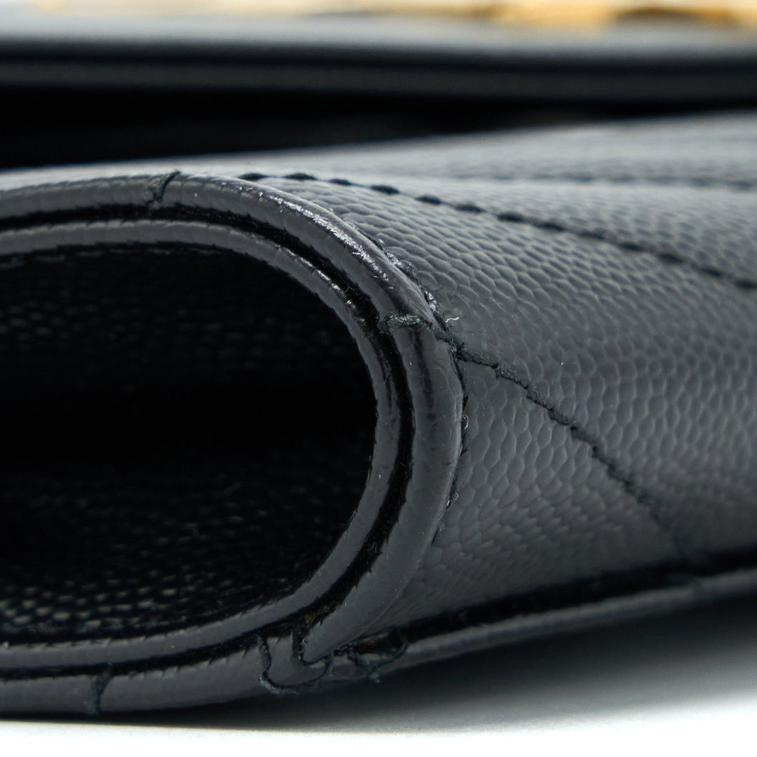 Saint Laurent/YSL Envelop Clutch Grained Calfskin Black GHW