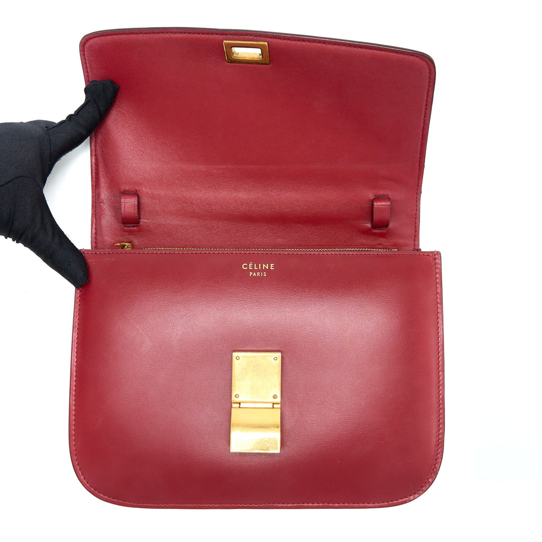Celine Medium Classic Box Bag Calfskin Red