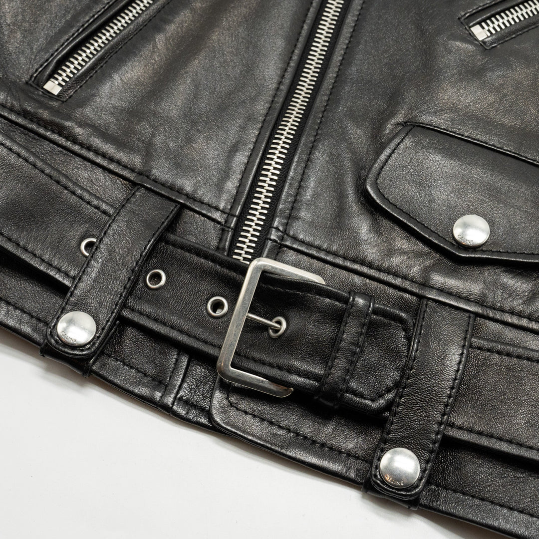 Top Quality Celine Size 38 Classic Biker Jacket Lambskin Black