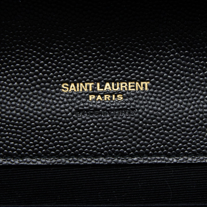 Saint Laurent/YSL Envelop Clutch Grained Calfskin Black GHW