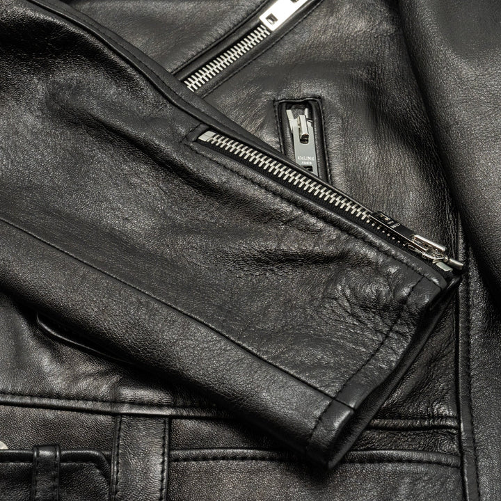 Celine Size 38 Classic Biker Jacket Lambskin Black
