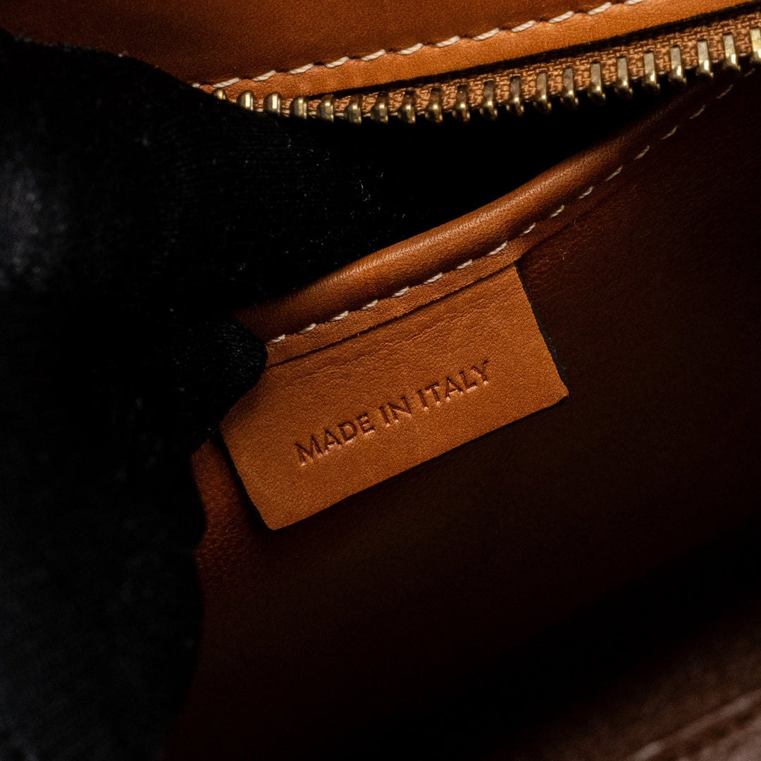 Celine Nano Luggage Bag Canvas/Leather Tan/White