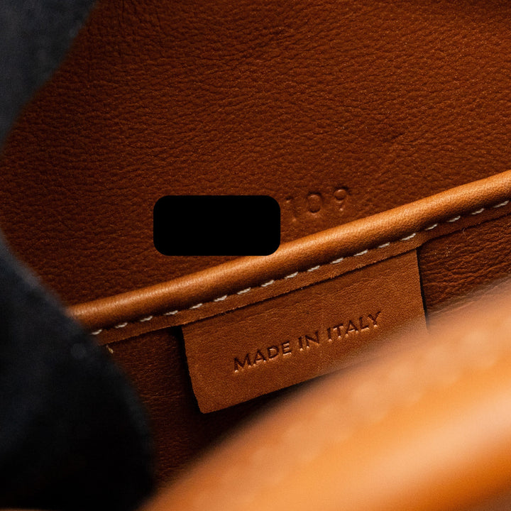 Celine Nano Luggage Bag Canvas/Leather Tan/White