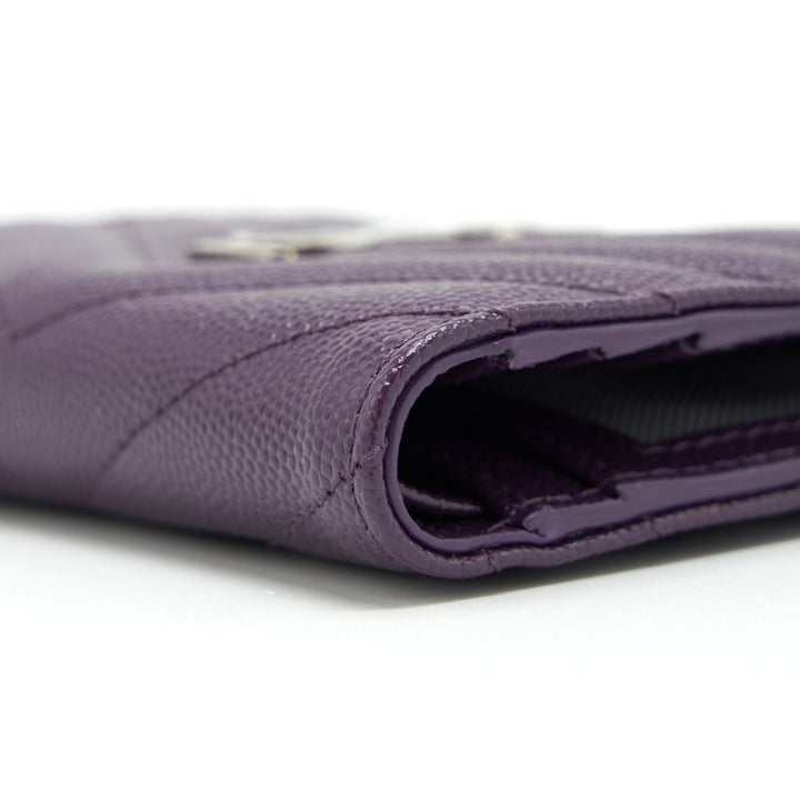 Saint Laurent Quilted Monogram Bi-fold Wallet Dark Purple SHW
