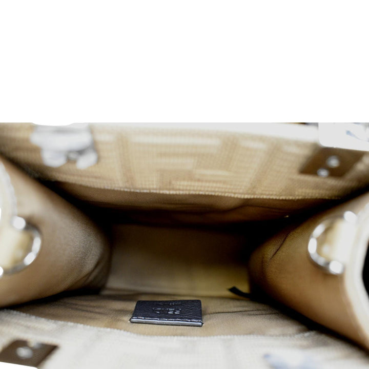 Fendi Mini Sunshine Plexiglass Technical Fabric Vitello Ceylon Shopper Tote Crossbody Bag Sand