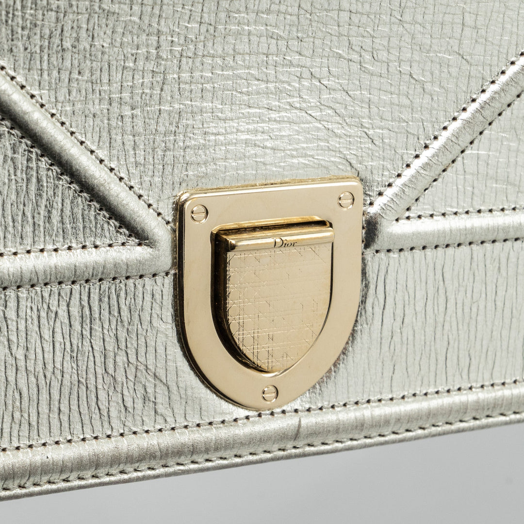 Top quality Dior Top quality Diorama Bag Goatskin Metallic Silver