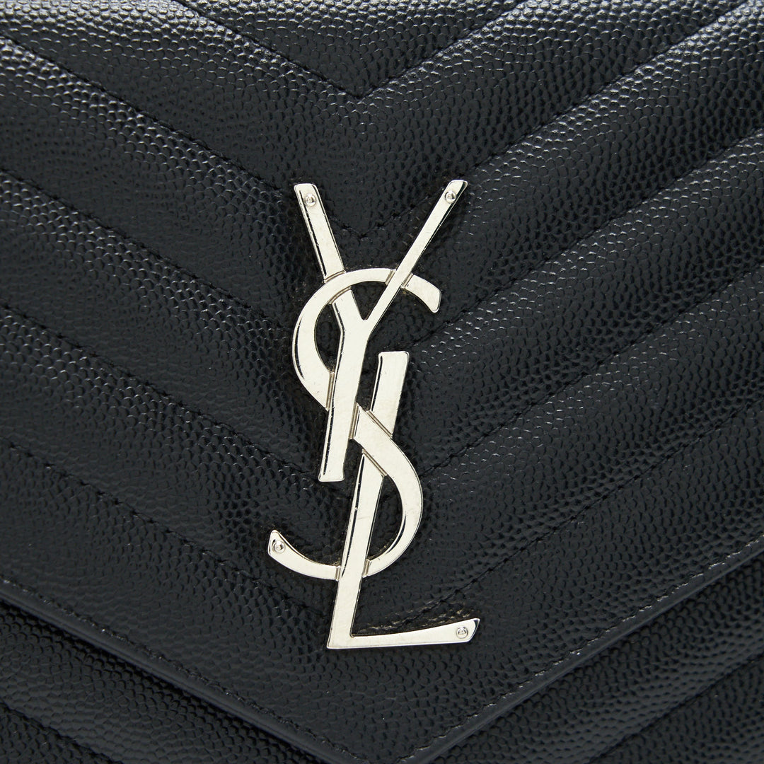 Saint Laurent Envelope Chain Wallet Black with SHW