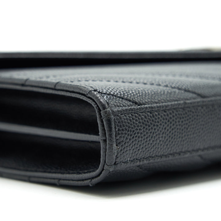 Saint Laurent Envelope Chain Wallet Black with SHW