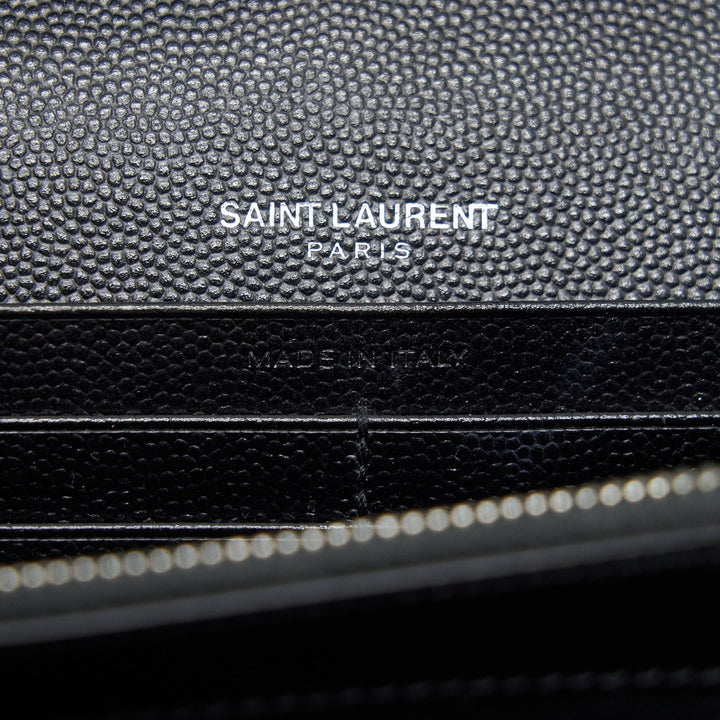 Saint Laurent Envelope Chain Wallet Black with SHW