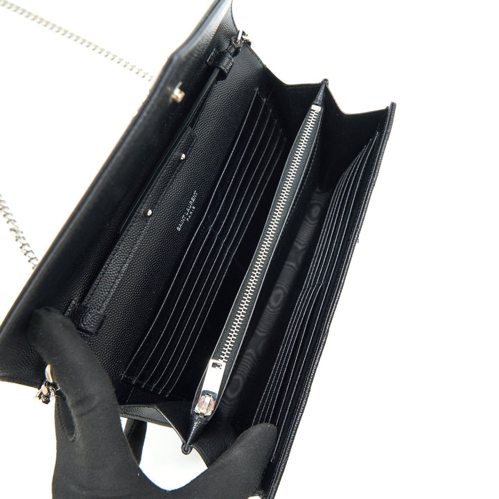 Saint Laurent Envelope Chain Wallet Black with SHW