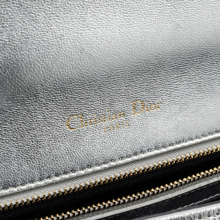 Top quality Dior Top quality Diorama Bag Goatskin Metallic Silver