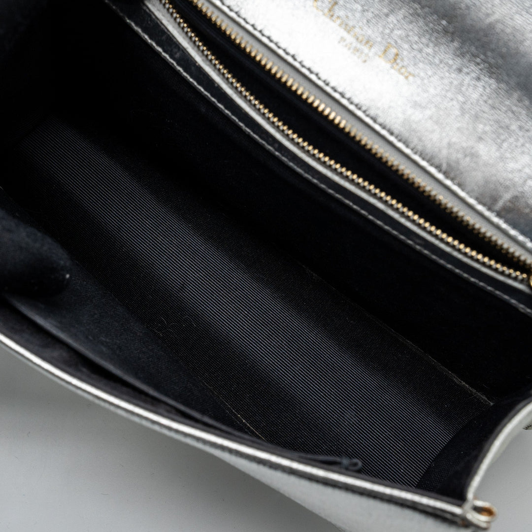 Top quality Dior Top quality Diorama Bag Goatskin Metallic Silver